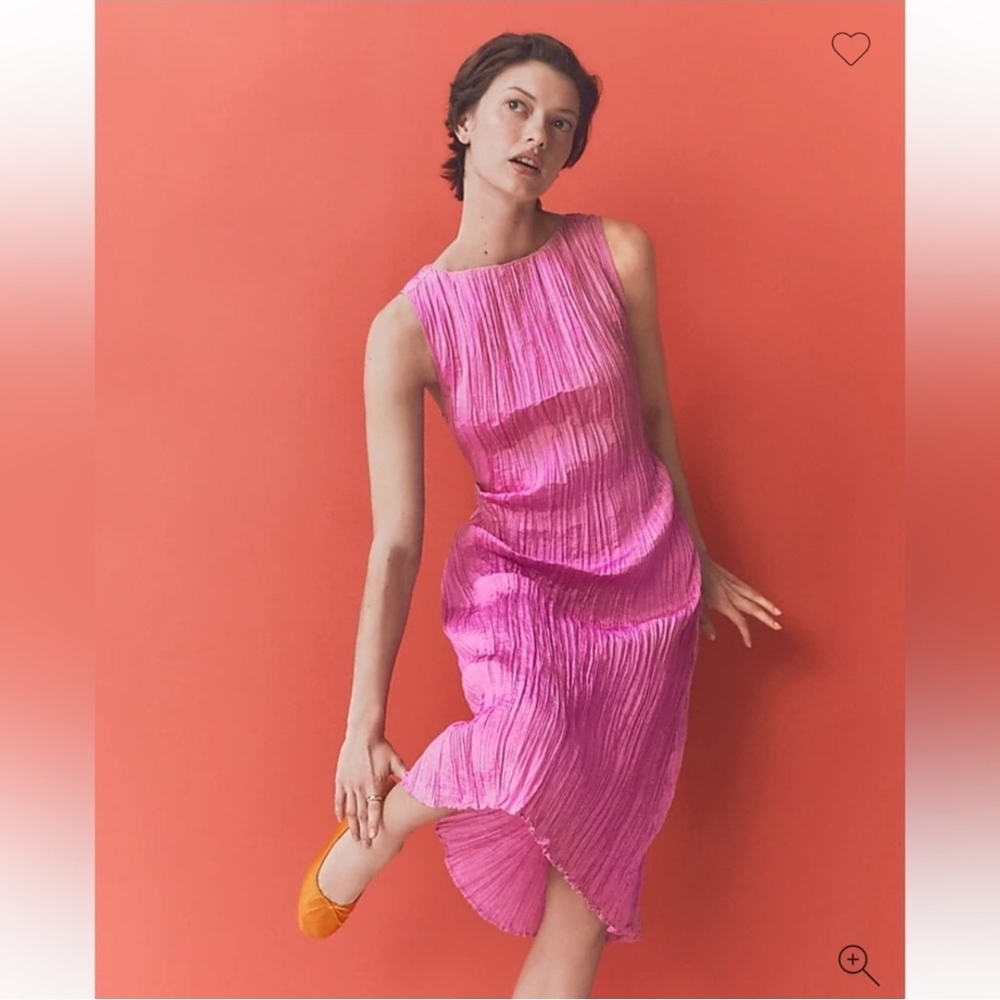 J. Crew Vibrant Pink Midi Dress